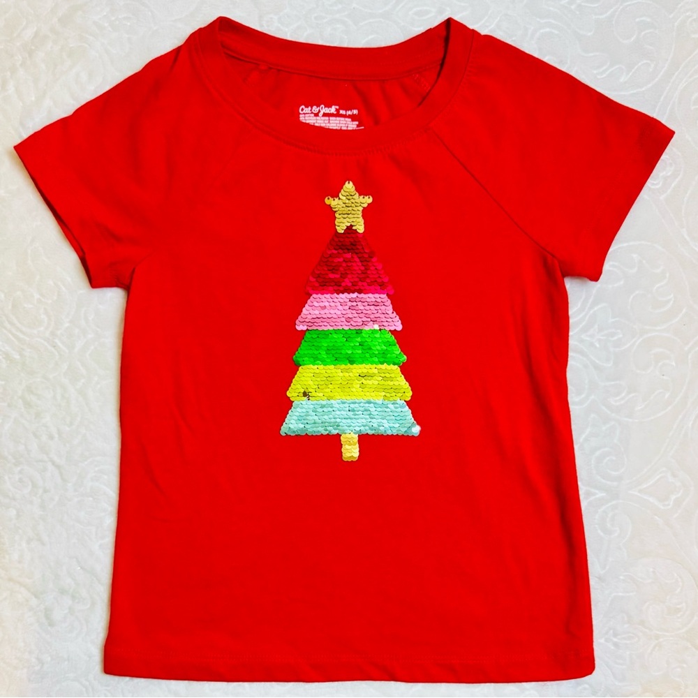 Cat & Jack Sequin Christmas Tree Tee with 2 patterns (super fun - see video)